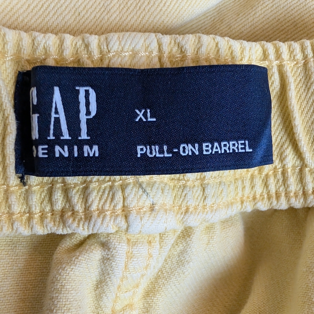 Gap Light Yellow Drawstring Barrell Jeans - image 3